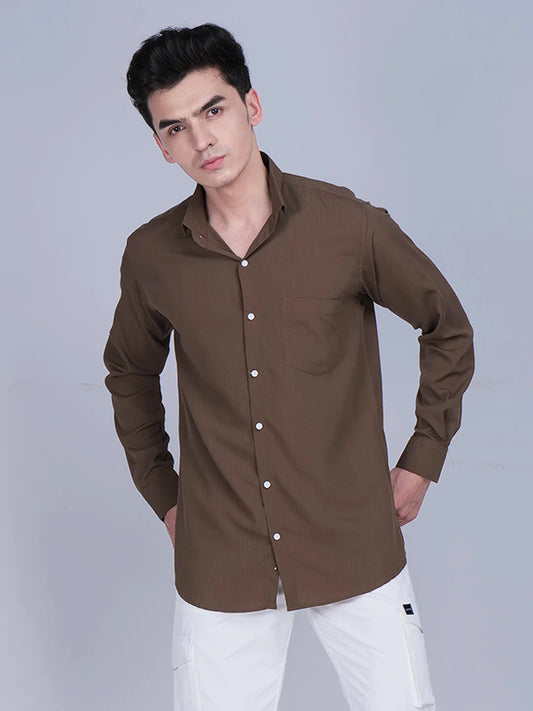 Brown Relaxed-Fit Shirt