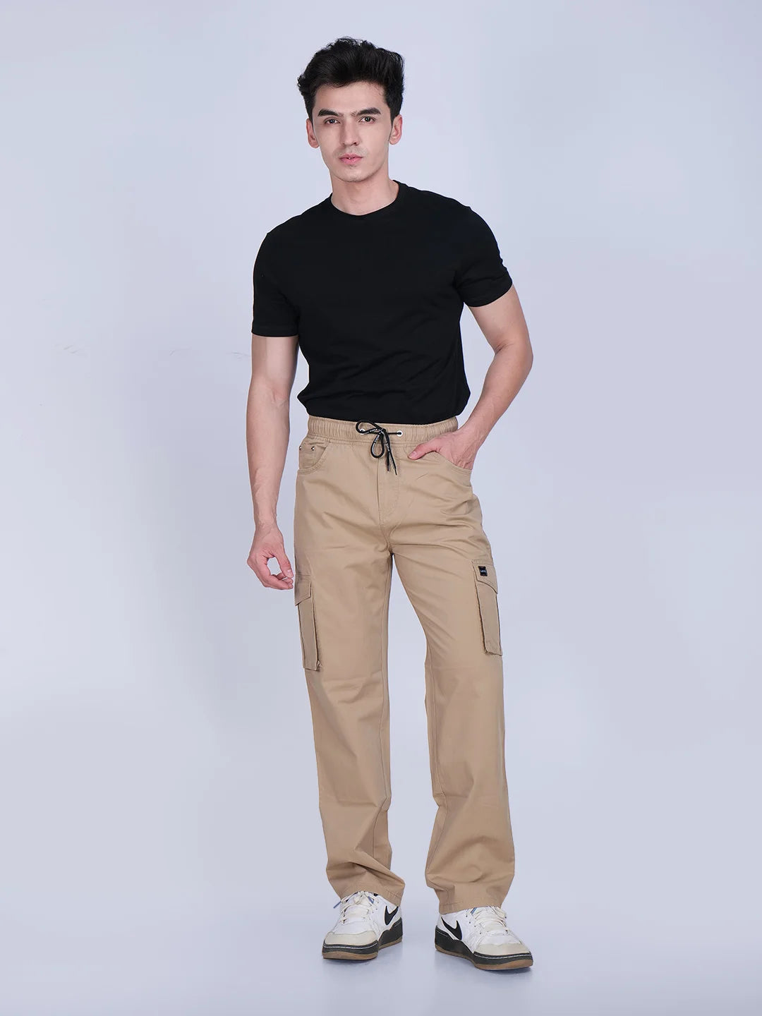 Beige Relaxed Fit Cargo Pants