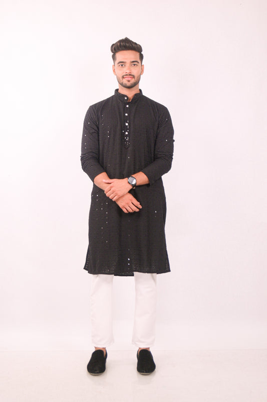 Black Chikankari Kurta Set