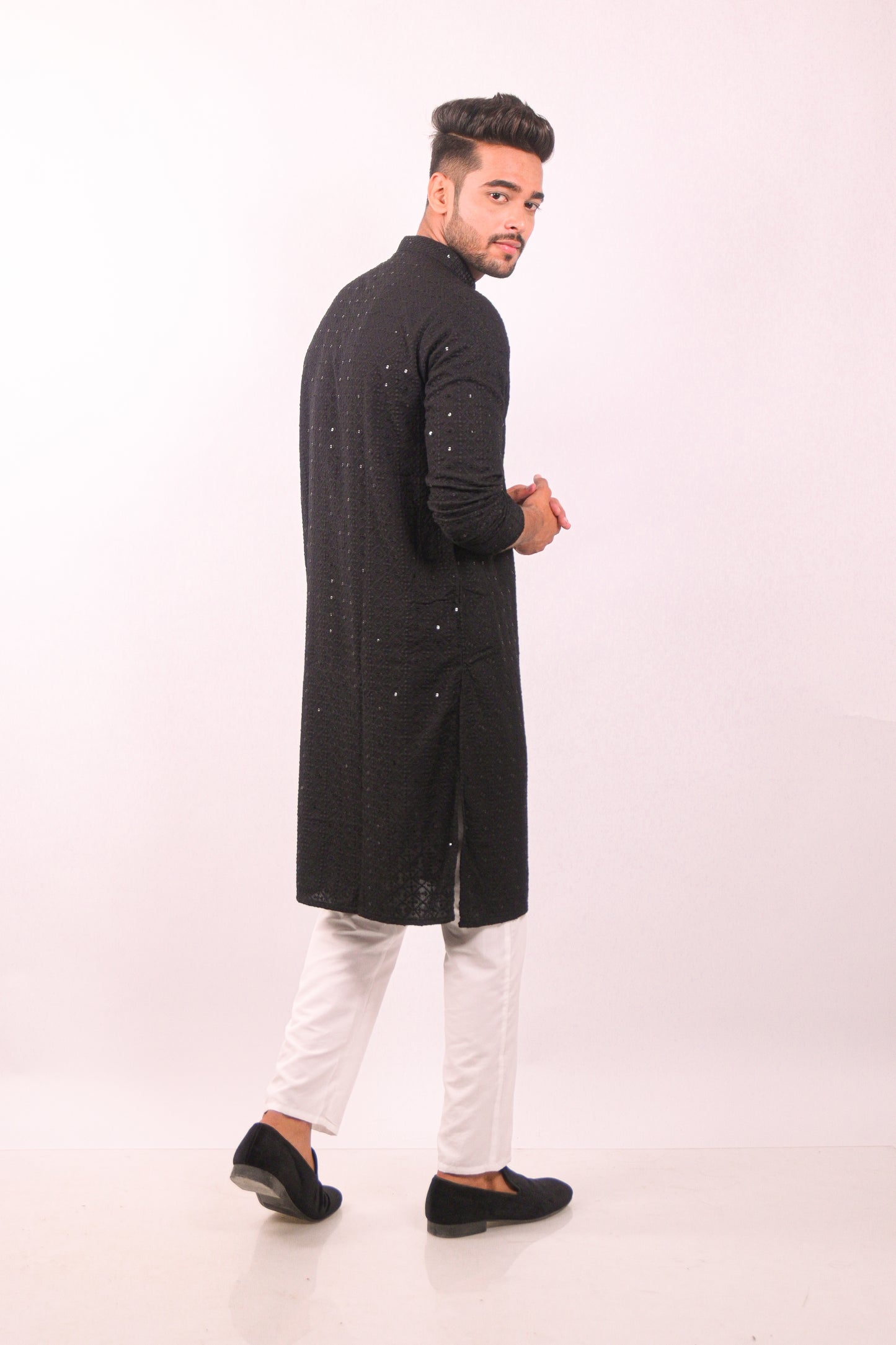 Black Chikankari Kurta Set