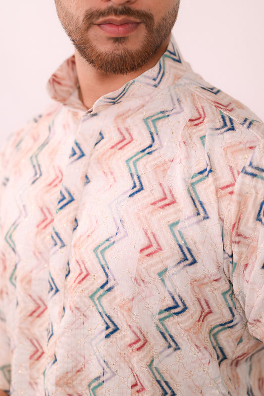 Digital Printed Line Kurta Set