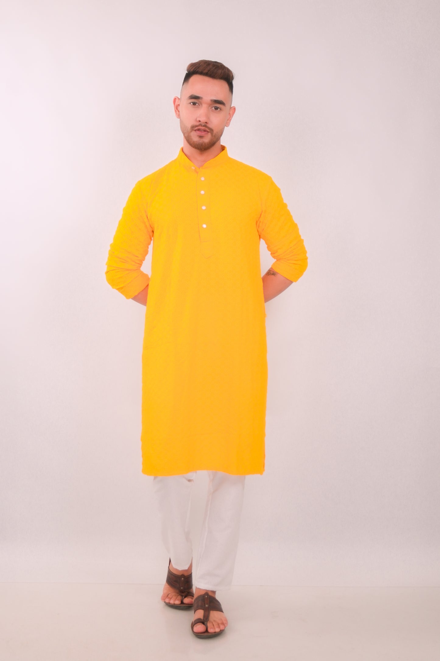 Yellow Chikankari Kurta Set