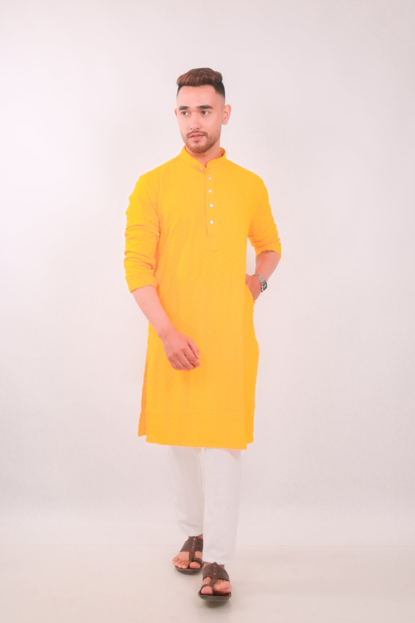 Yellow Chikankari Kurta Set