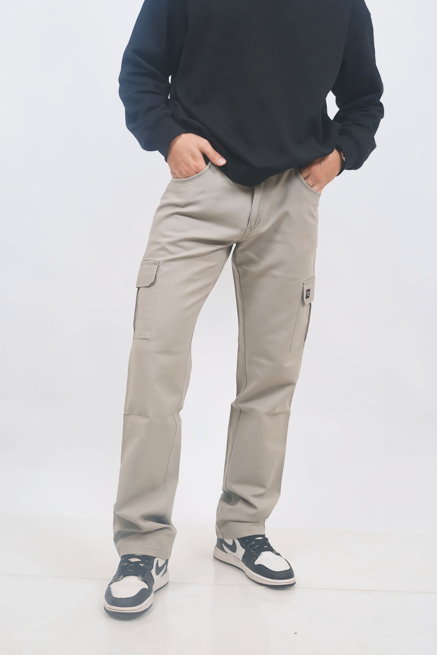 Regular-Fit Almond Beige Cargo