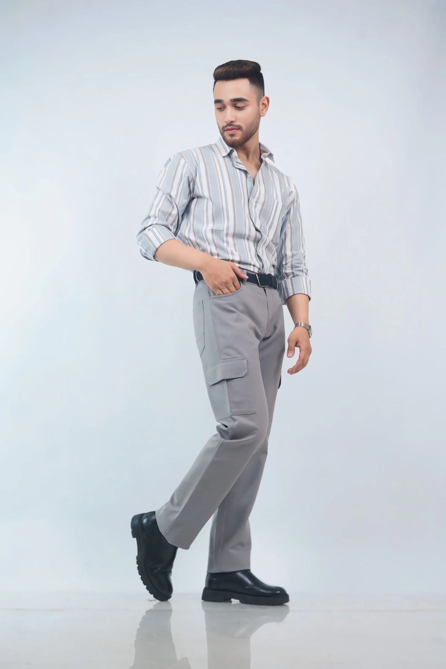 Regular Fit Benz Grey Cargos