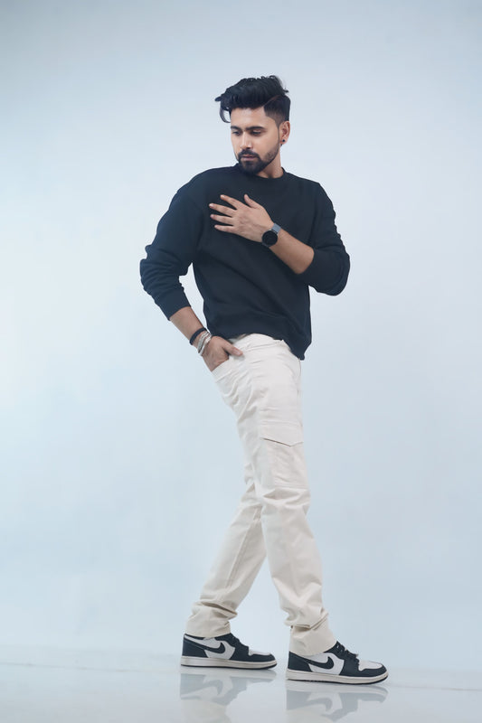 Regular-fit White Zipper Cargo