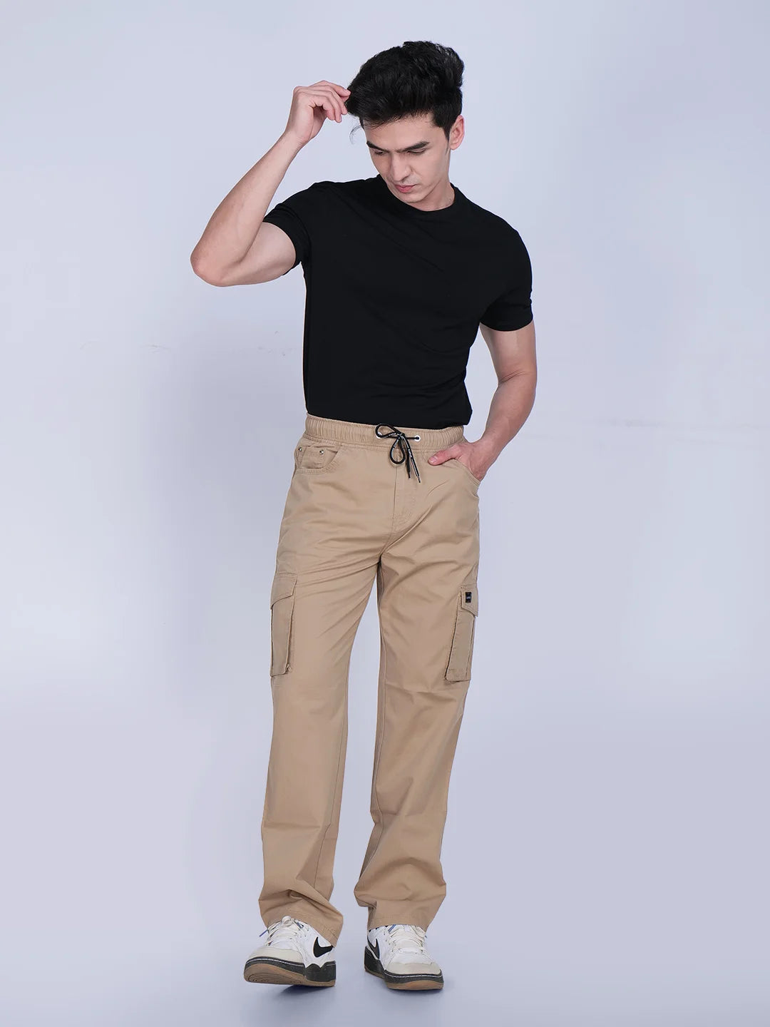Beige Relaxed Fit Cargo Pants