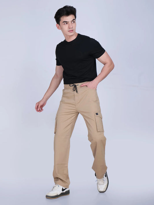 Beige Relaxed Fit Cargo Pants