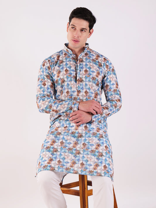 Mosaic Print Cotton Kurta Set