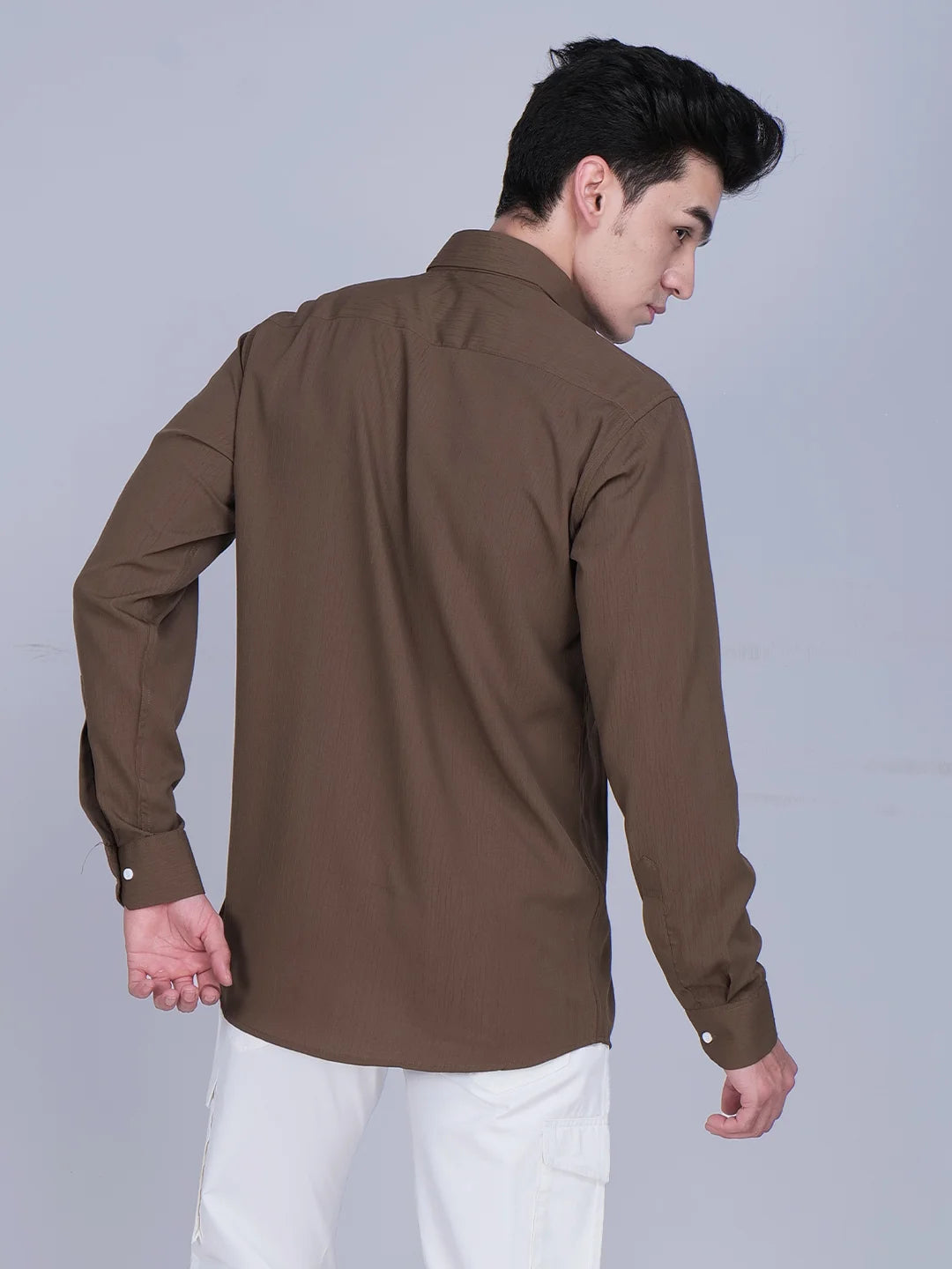 Brown Shirt White Cargo Pants Combo