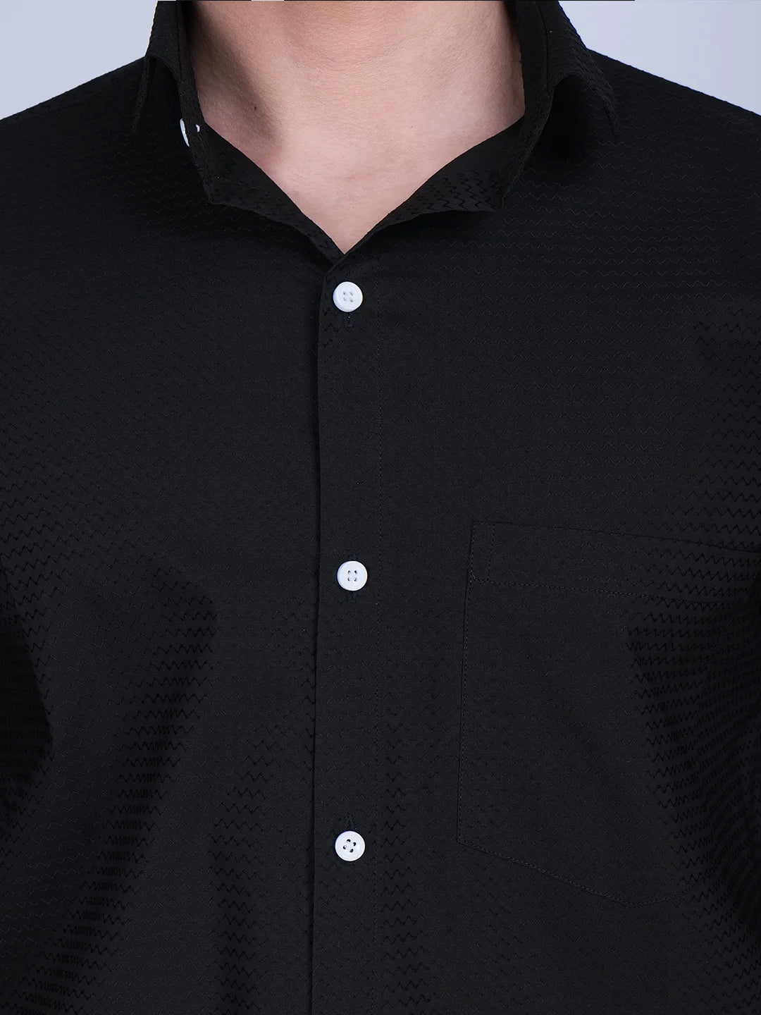Black Slim Fit Crochet Shirt