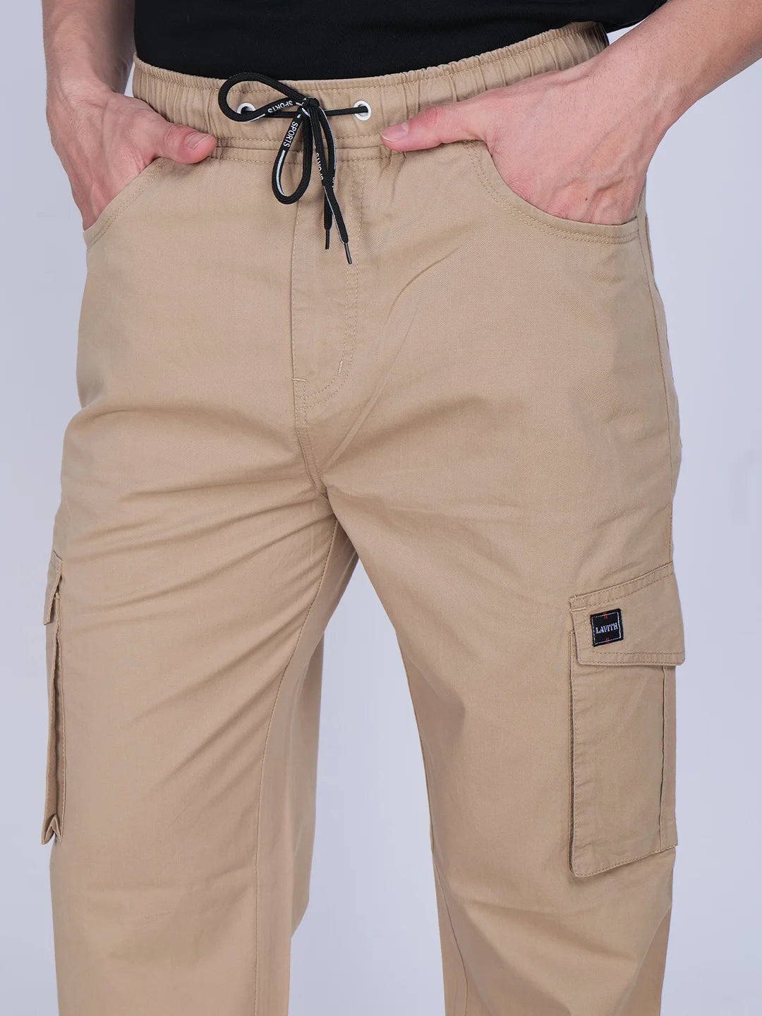 Beige Relaxed Fit Cargo Pants