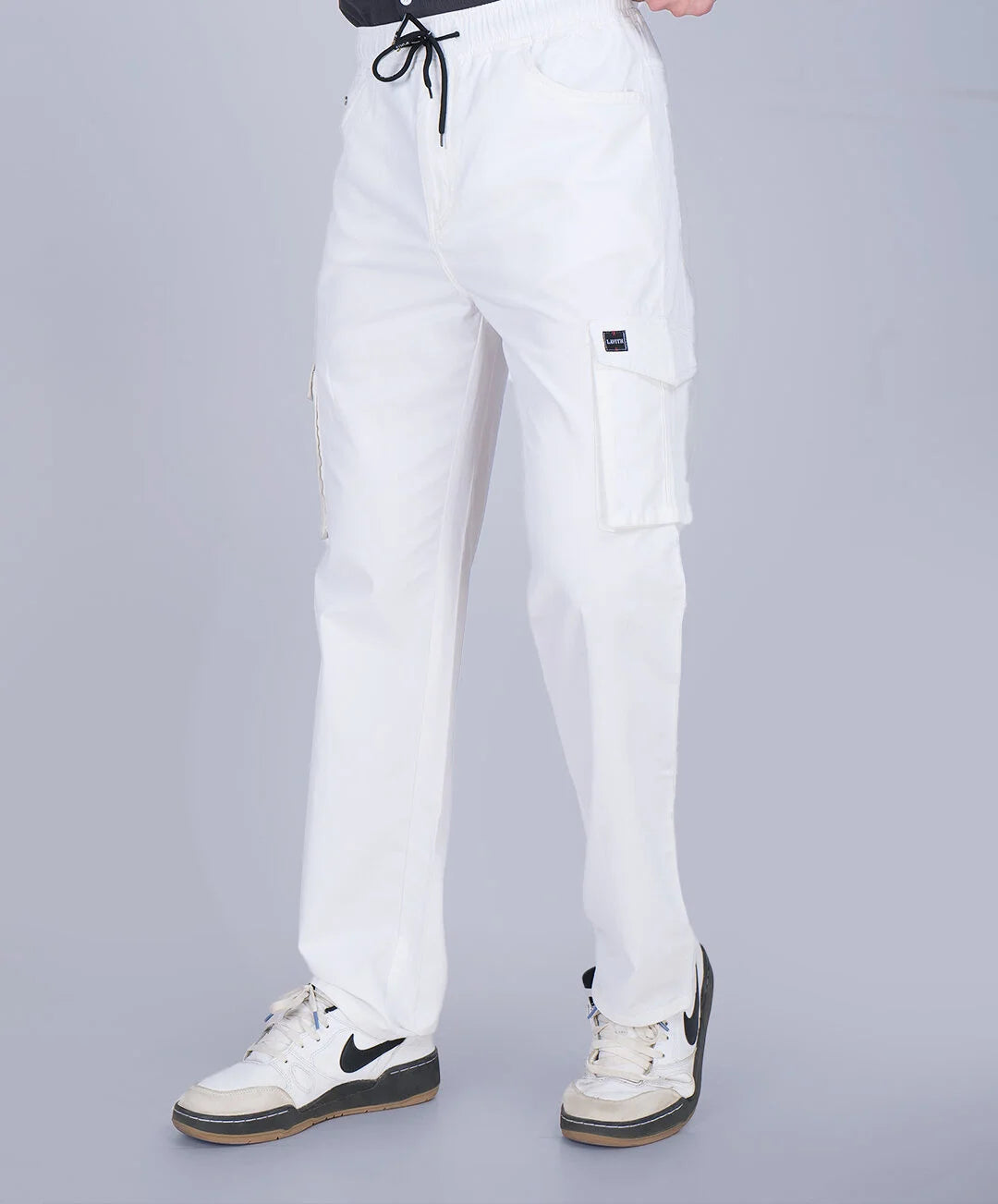 White Relaxed Fit Cargo Pants