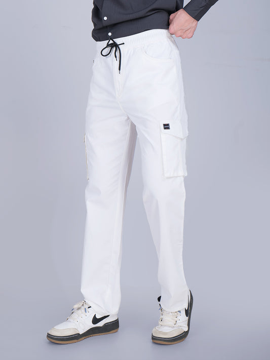 White Relaxed Fit Cargo Pants