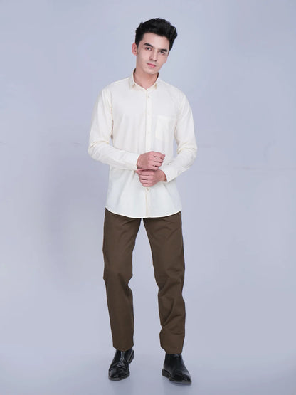 Ivory Shirt Brown Trouser Combo