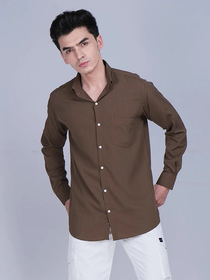 Brown Shirt White Cargo Pants Combo