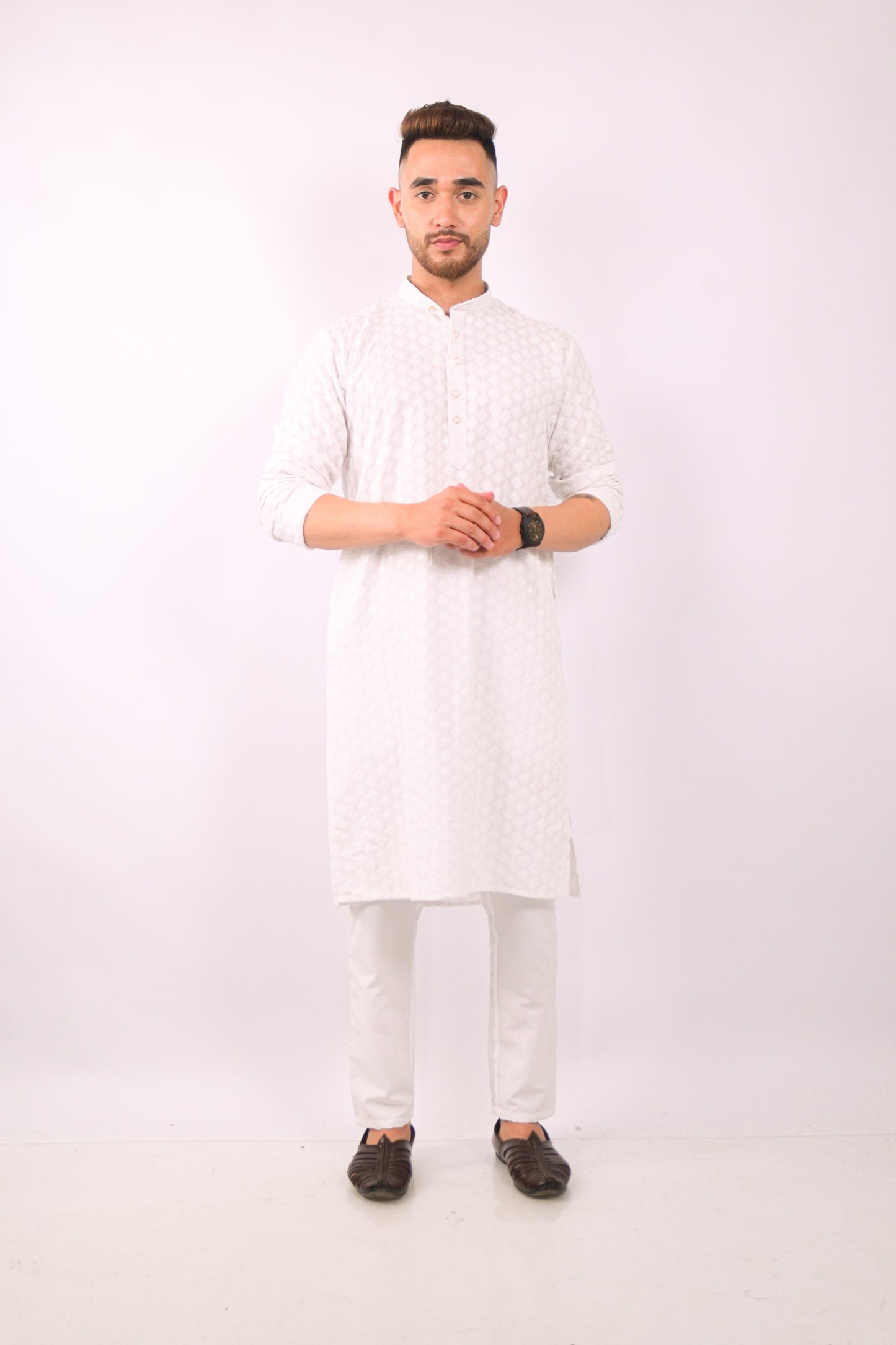 White Chikankari Kurta Set