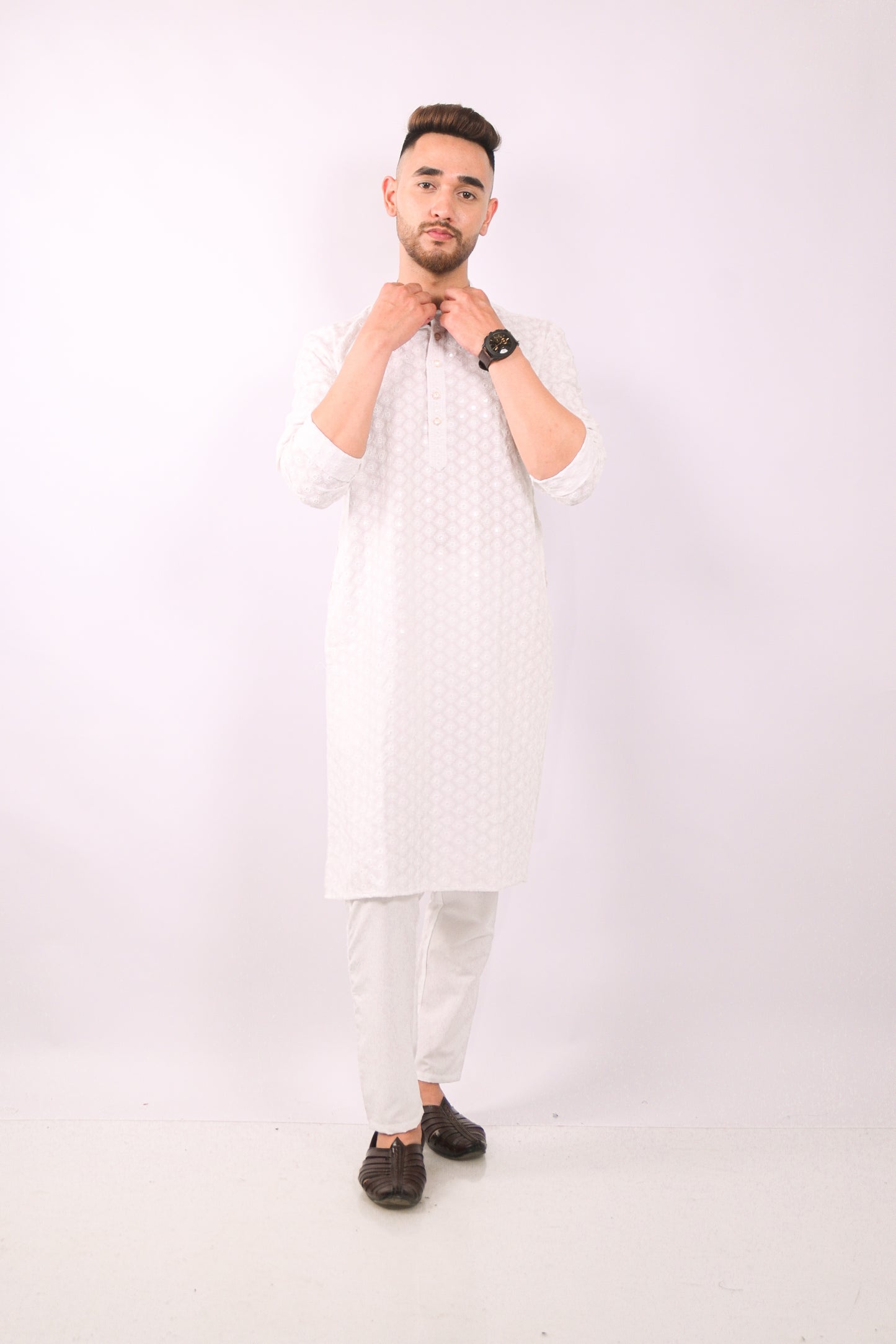 White Chikankari Kurta Set