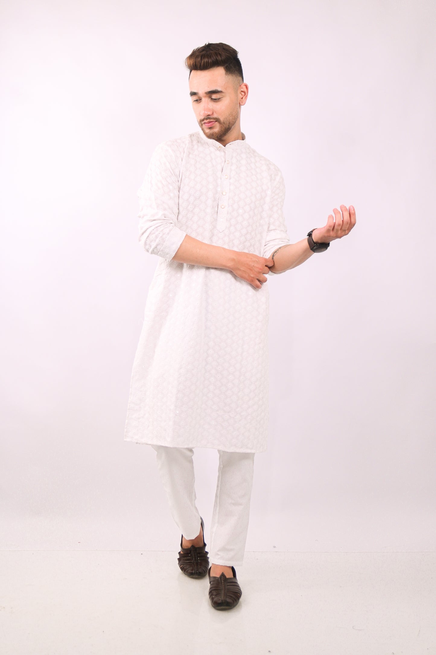 White Chikankari Kurta Set