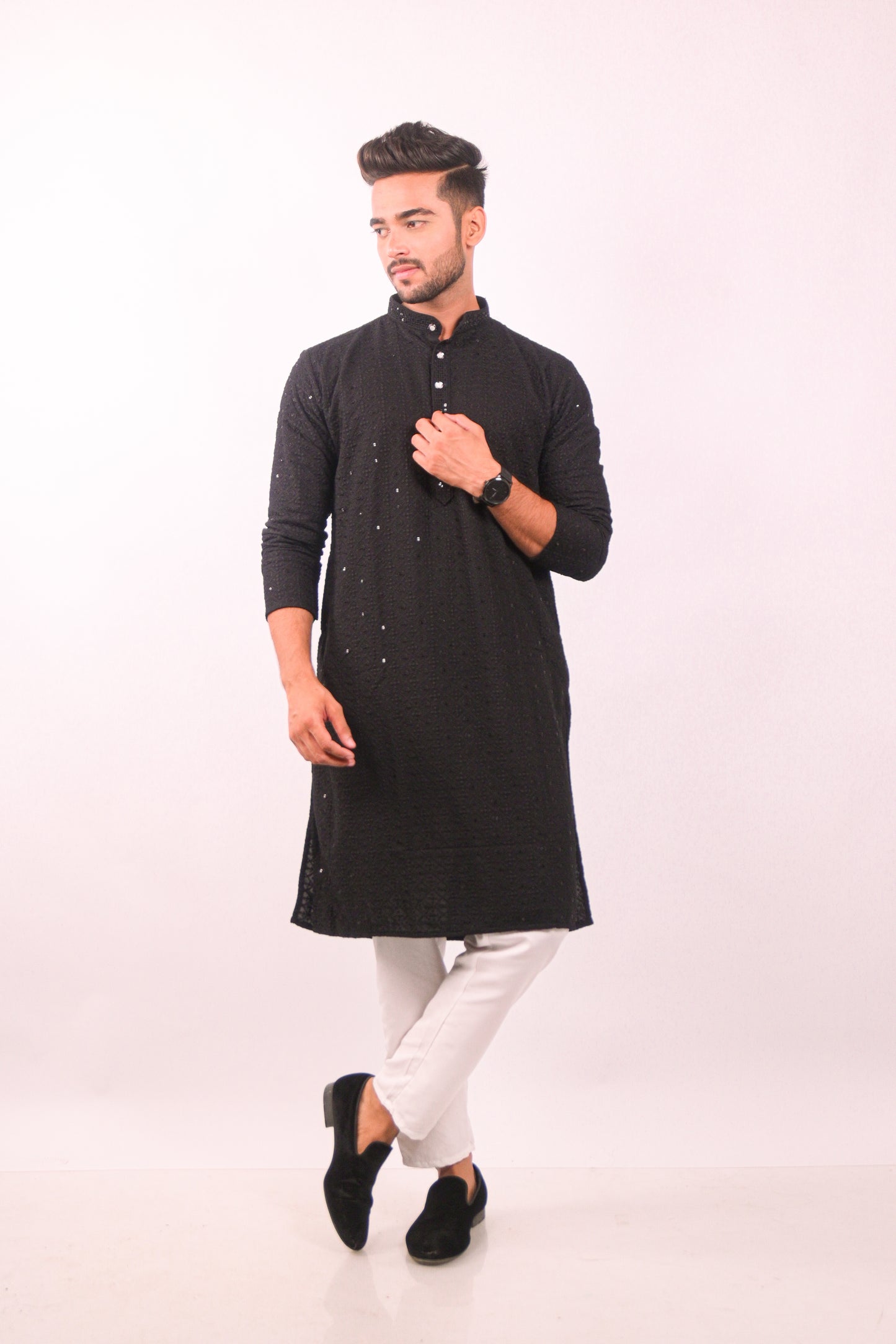 Black Chikankari Kurta Set