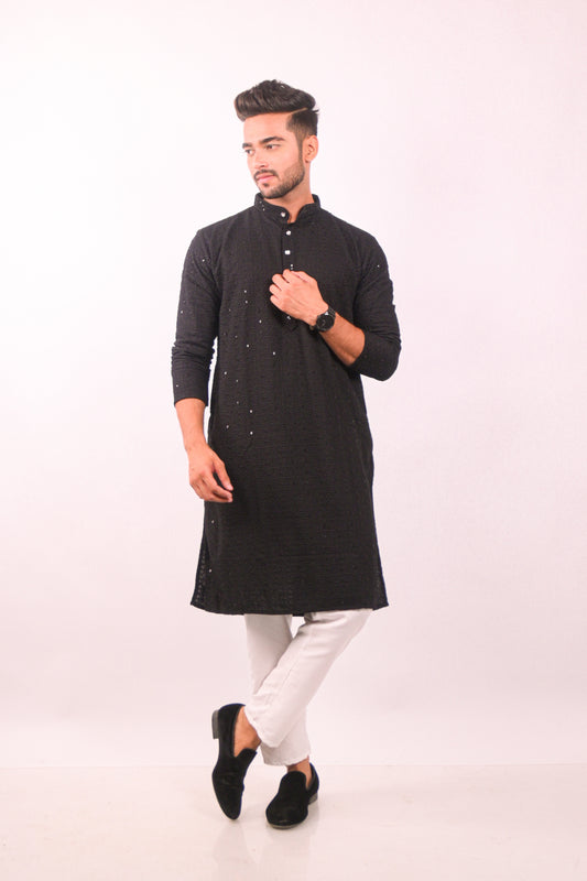 Black Chikankari Kurta Set
