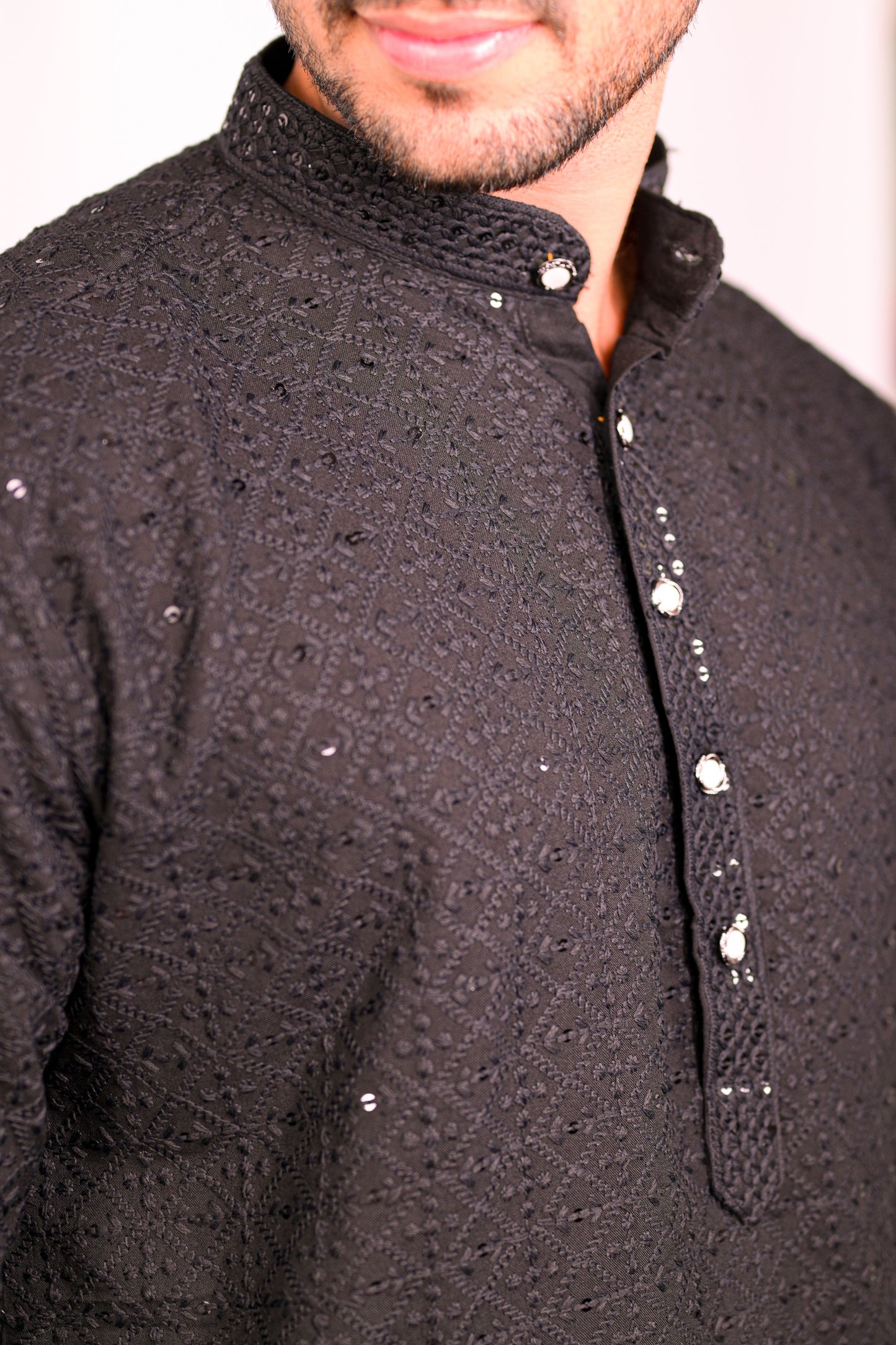 Black Chikankari Kurta Set