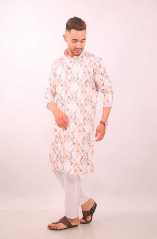 Digital Printed Line Kurta Set