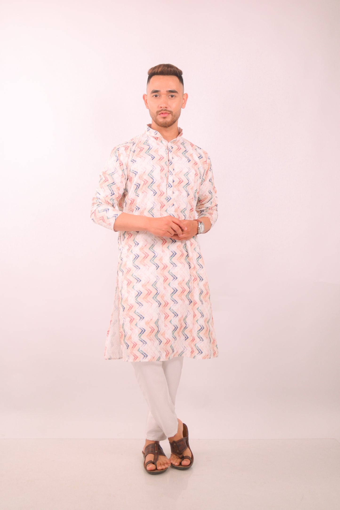 Digital Printed Line Kurta Set