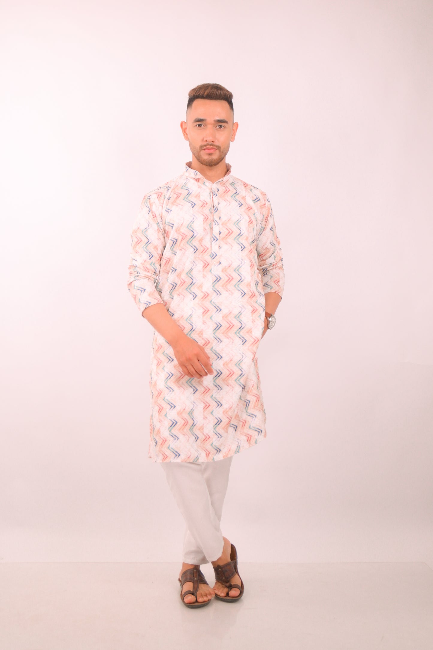 Digital Printed Line Kurta Set