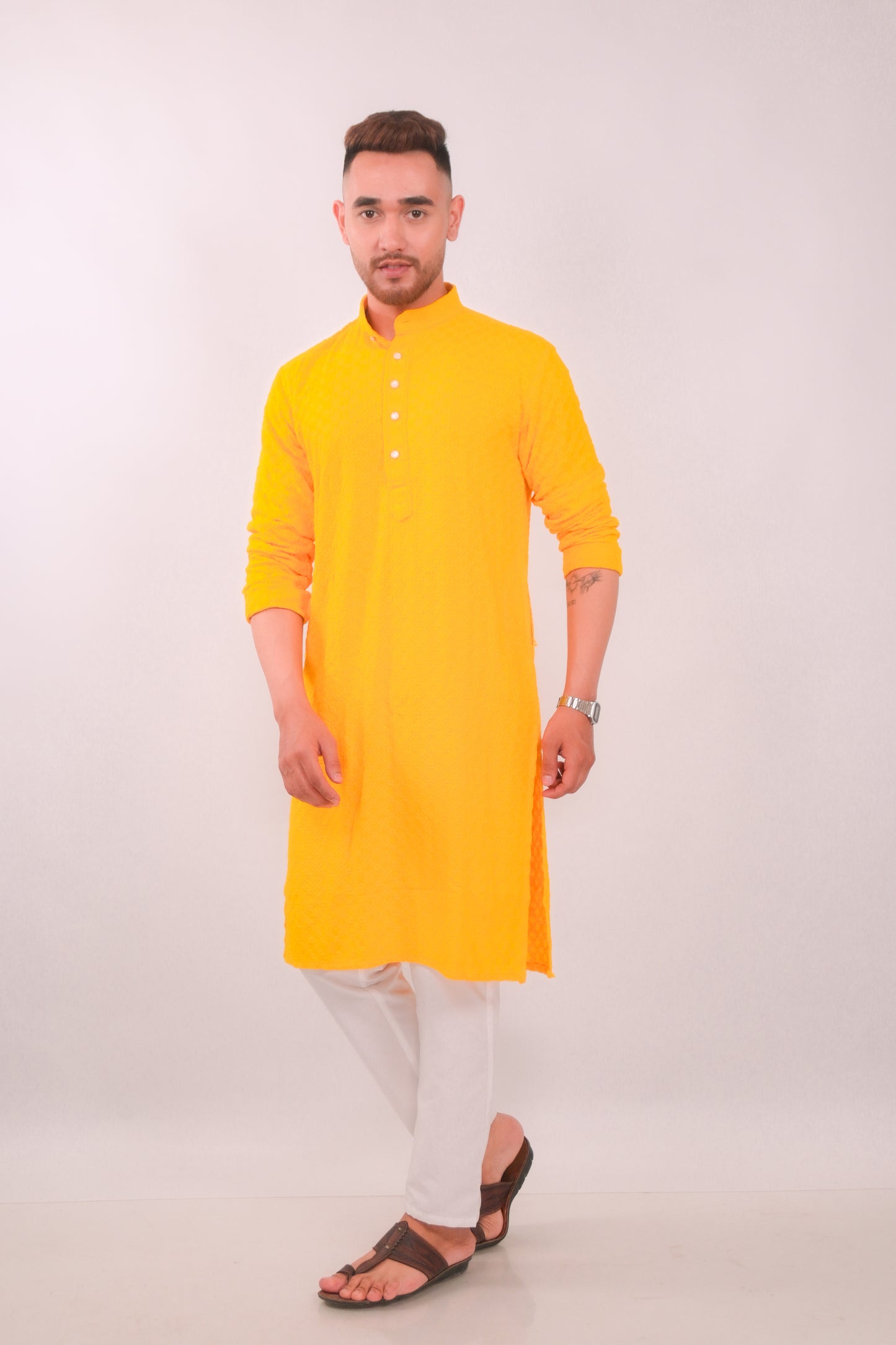 Yellow Chikankari Kurta Set