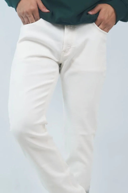 Regular Fit White Jeans