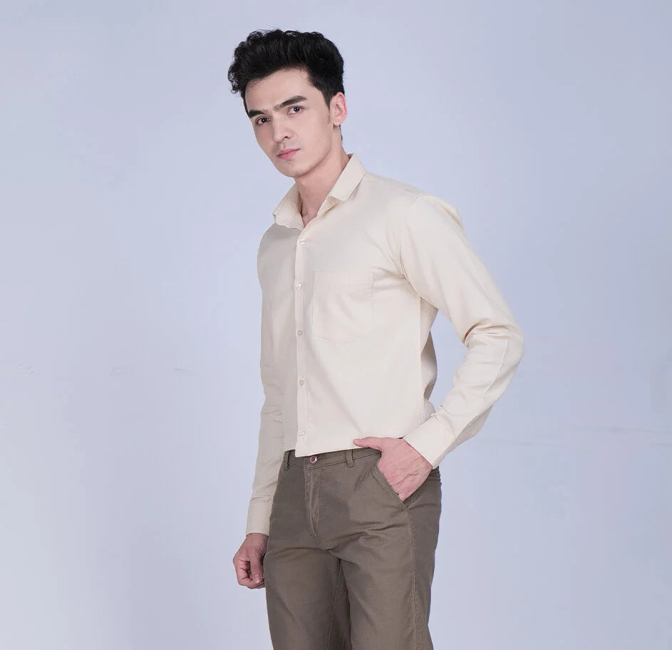 Beige Shirt Brown Trouser Combo