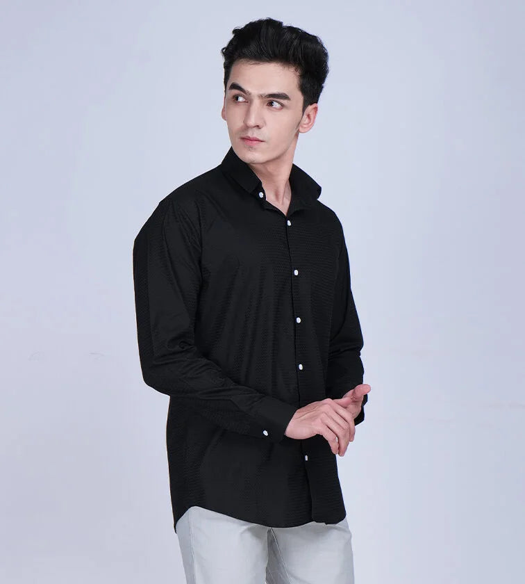 Black Shirt Grey Trouser Combo