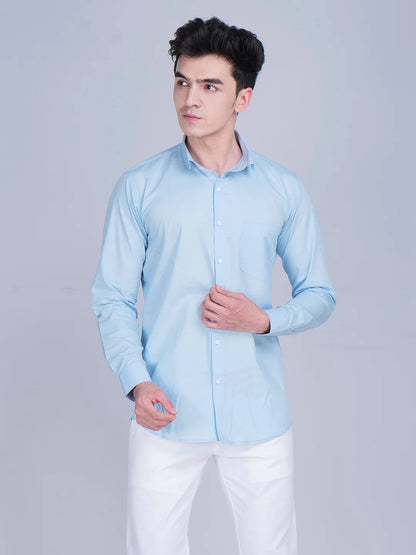 Blue Shirt White Trouser Combo