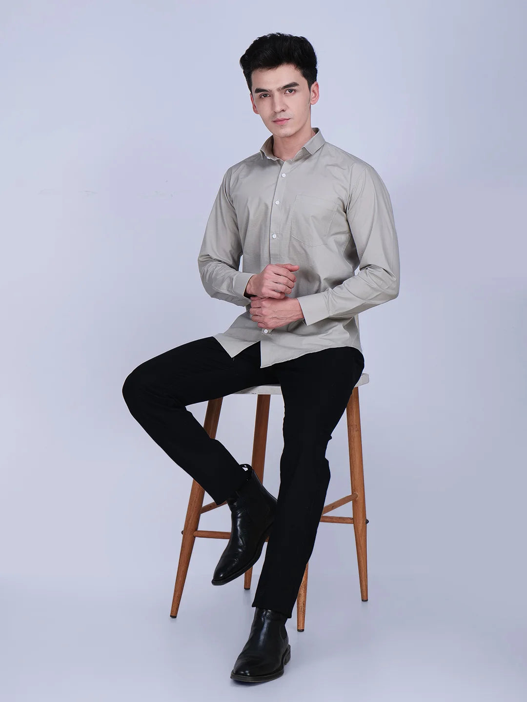 Grey Shirt Black Trouser Combo
