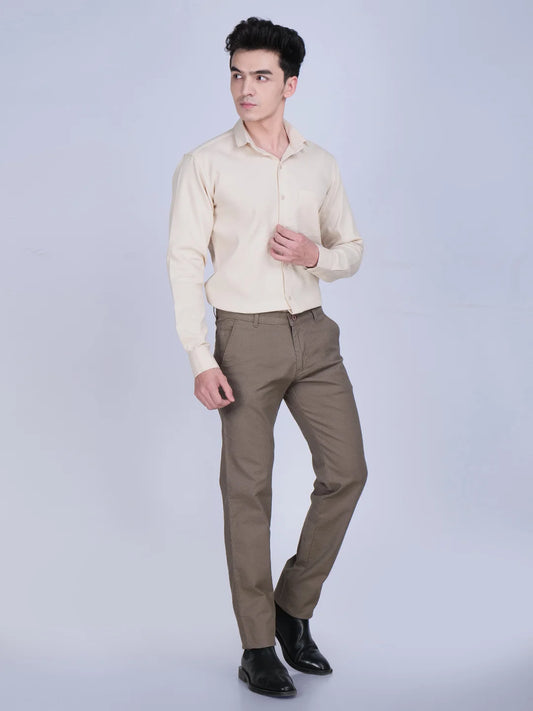Beige Shirt Brown Trouser Combo