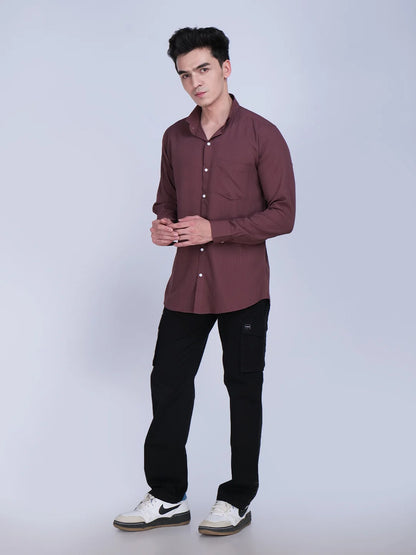 Maroon Shirt Black Cargo Pants Combo