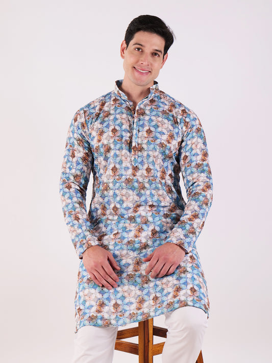 Mosaic Print Cotton Kurta Set