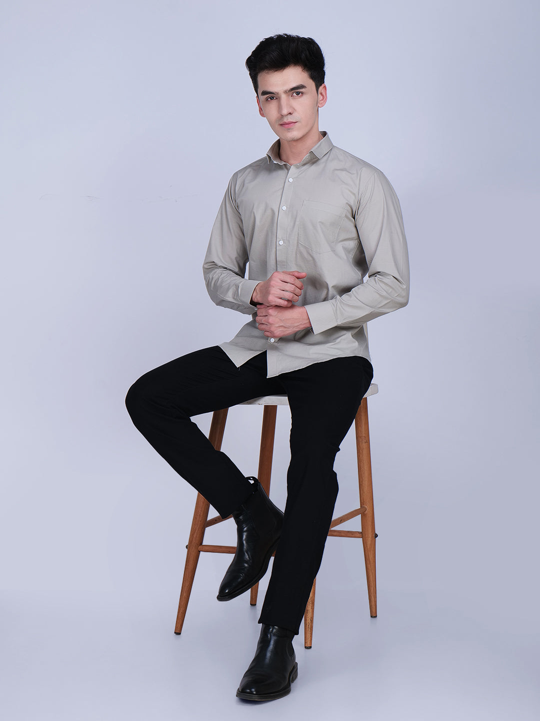 Grey Formal Cotton Shirt