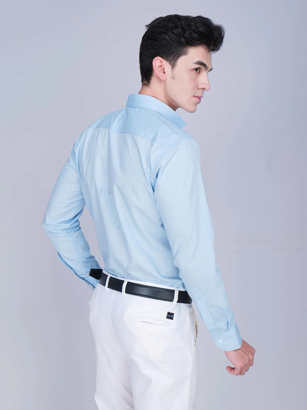 Blue Shirt White Trouser Combo