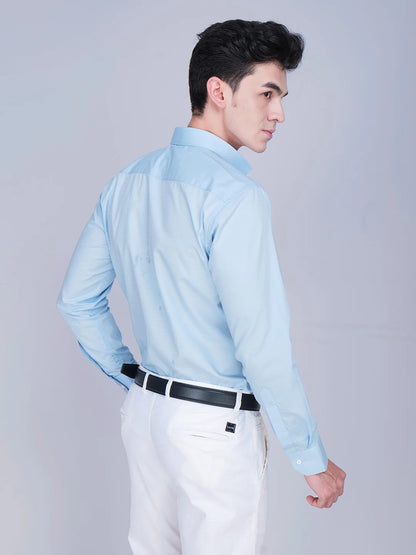Blue Shirt White Trouser Combo