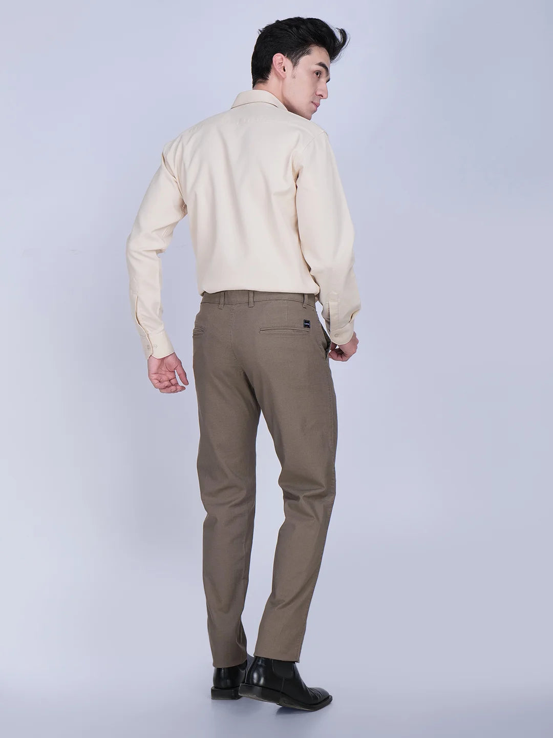 Beige Shirt Brown Trouser Combo