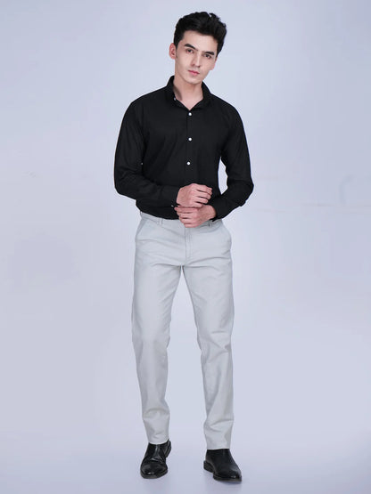 Black Shirt Grey Trouser Combo