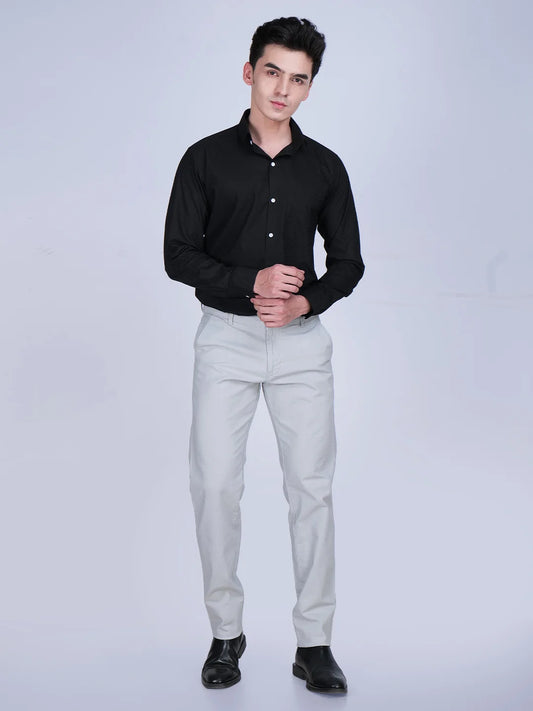 Black Shirt Grey Trouser Combo
