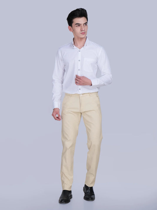 White Shirt Cream Trouser Combo