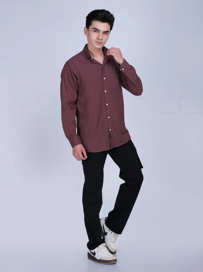Maroon Shirt Black Cargo Pants Combo