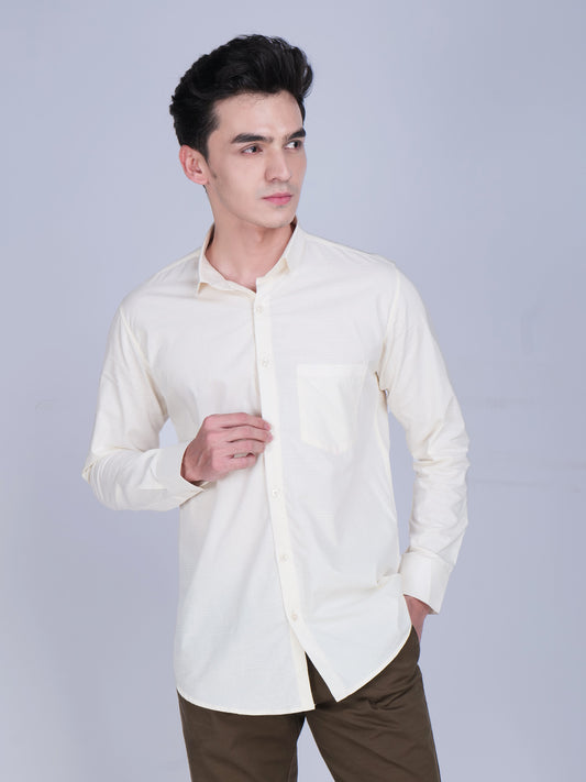 Ivory Slim Fit Textured Shirt
