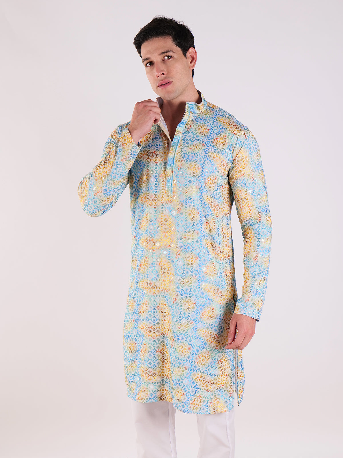 Multicolored Textured Kurta Set