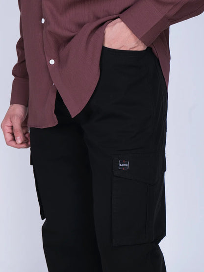 Maroon Shirt Black Cargo Pants Combo