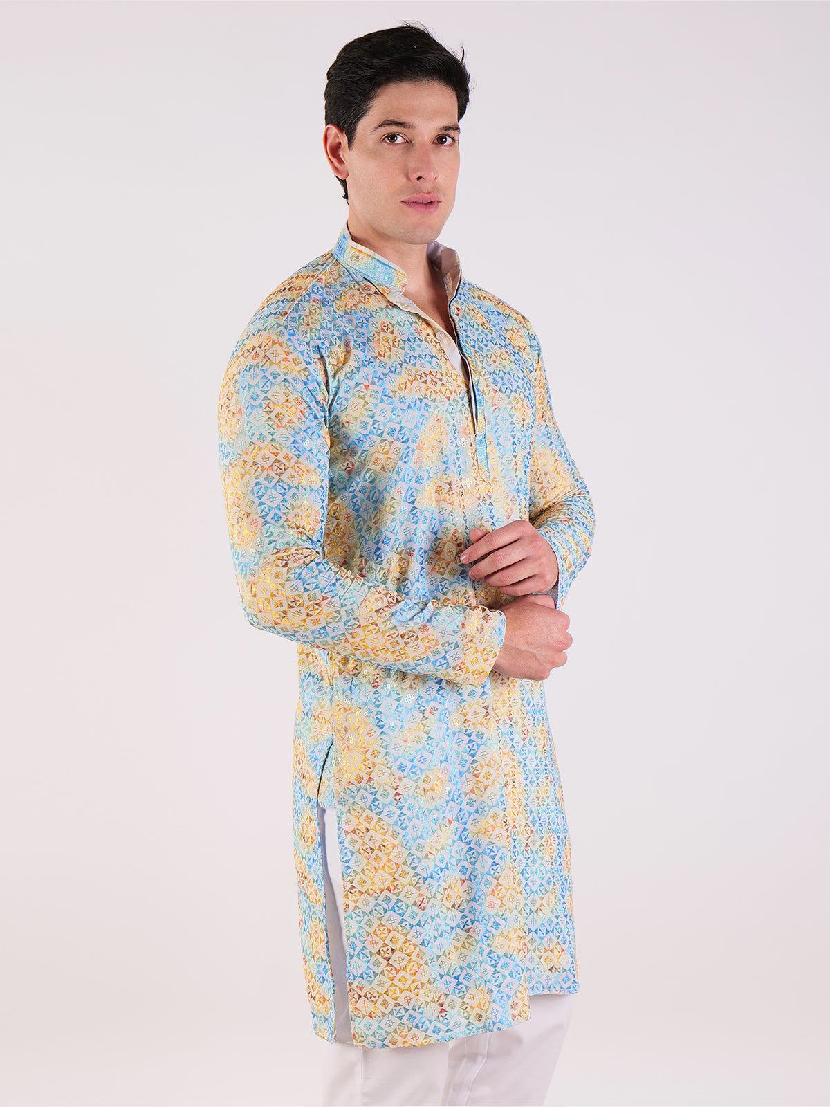 Multicolored Textured Kurta Set